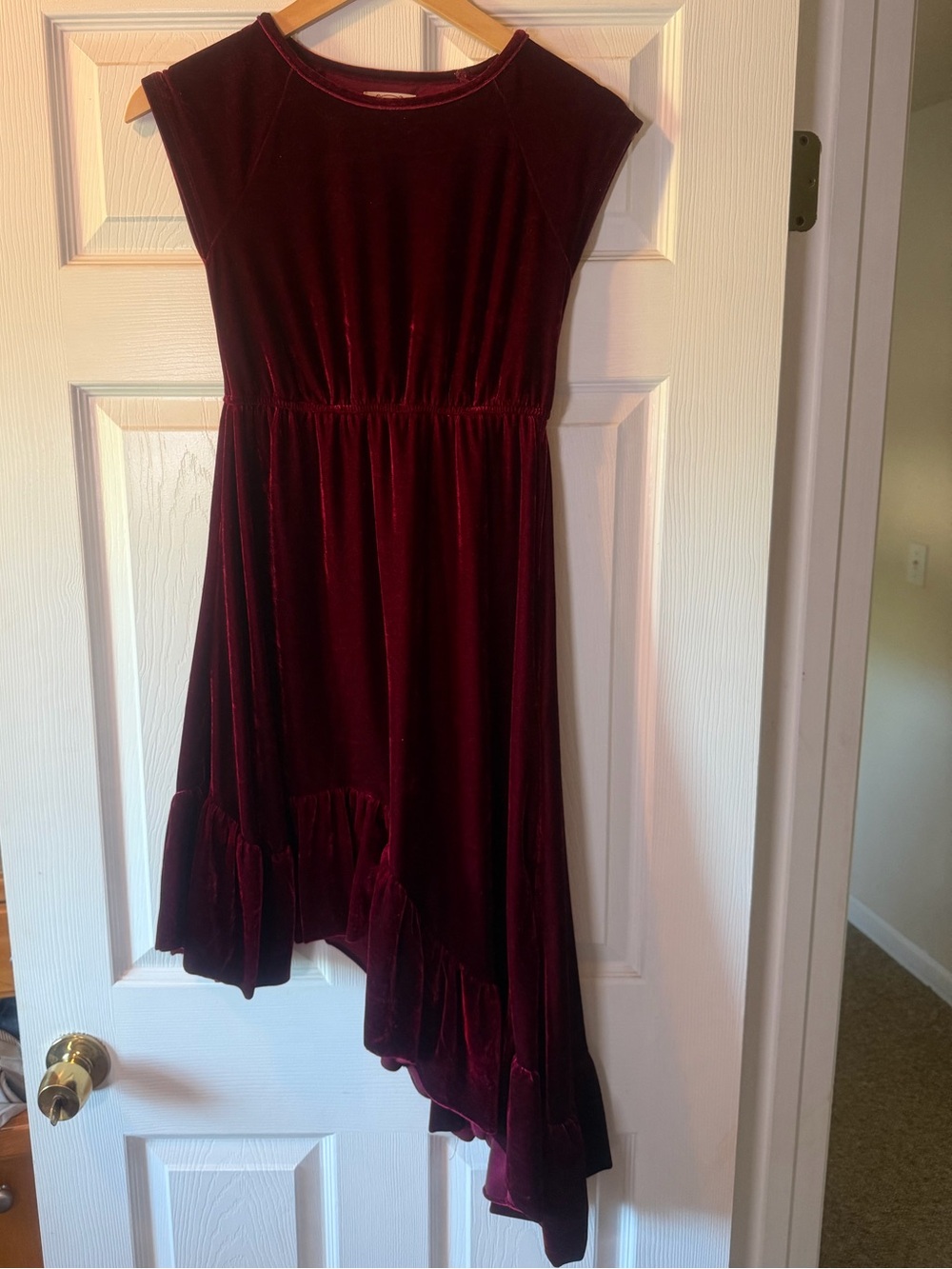 Joyfolie Girls Burgundy Velvet High-Low Dress